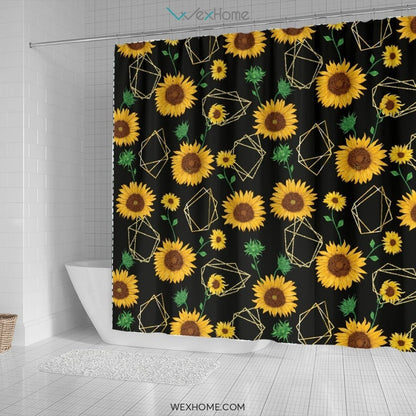 Sunflower Art Print Unique Design Shower Curtain