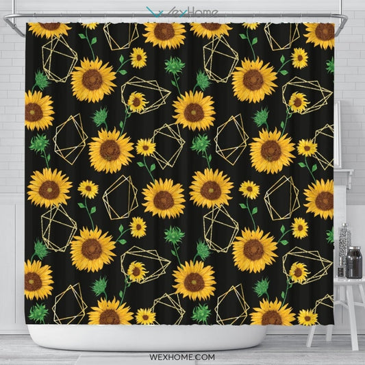 Sunflower Art Print Unique Design Shower Curtain