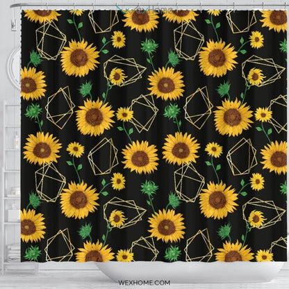 Sunflower Art Print Unique Design Shower Curtain