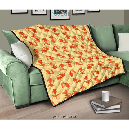 Goldfish Pattern Print Design 02 Premium Quilt