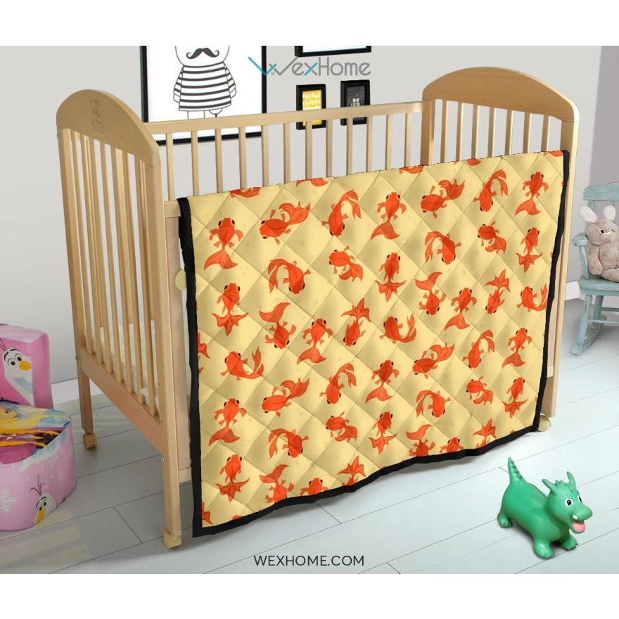 Goldfish Pattern Print Design 02 Premium Quilt
