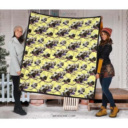 Ostrich Pattern Print Design 04 Premium Quilt