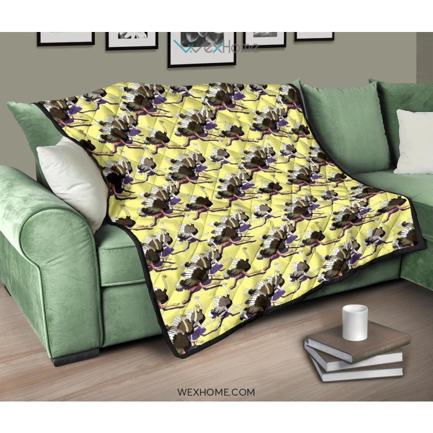 Ostrich Pattern Print Design 04 Premium Quilt