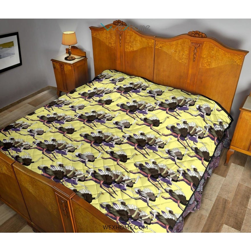 Ostrich Pattern Print Design 04 Premium Quilt