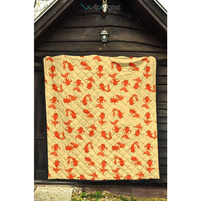 Goldfish Pattern Print Design 02 Premium Quilt