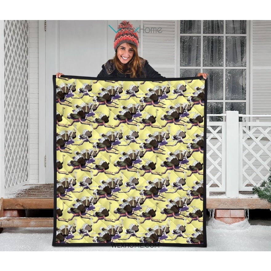 Ostrich Pattern Print Design 04 Premium Quilt