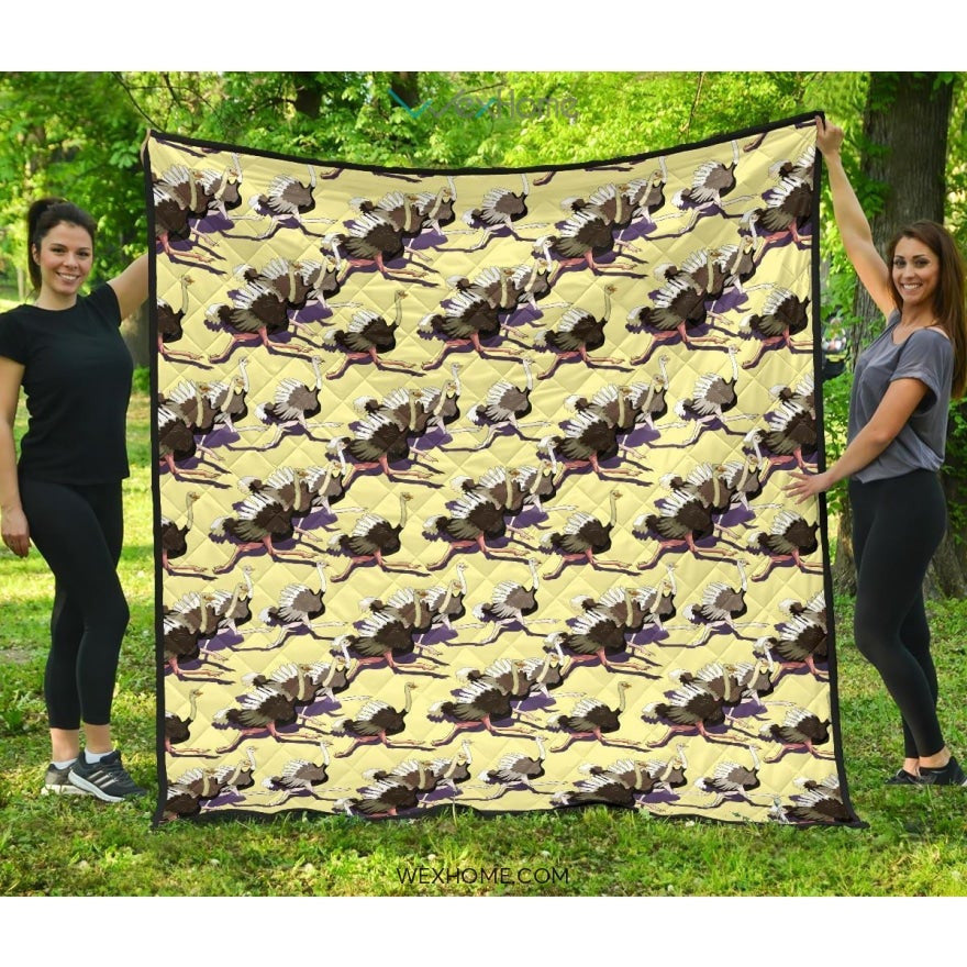 Ostrich Pattern Print Design 04 Premium Quilt
