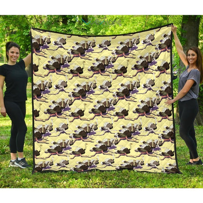 Ostrich Pattern Print Design 04 Premium Quilt