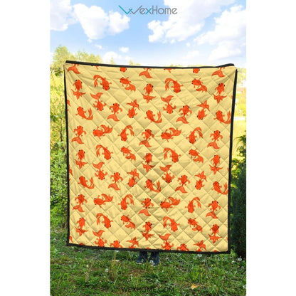 Goldfish Pattern Print Design 02 Premium Quilt