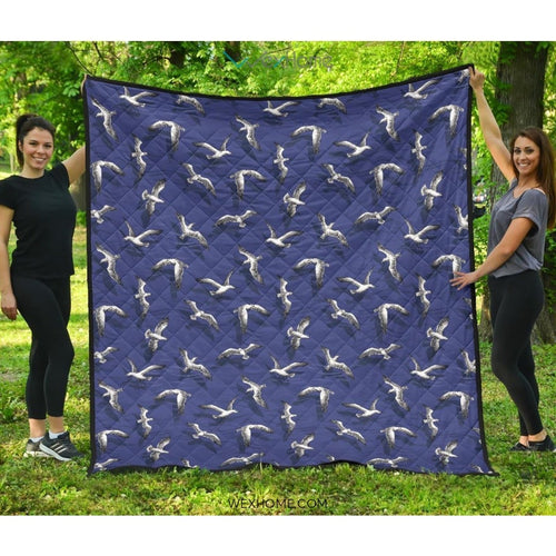 Seagull Pattern Print Design 03 Premium Quilt