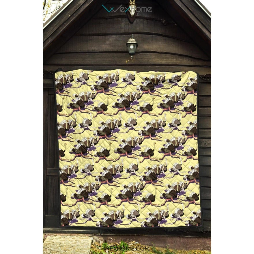 Ostrich Pattern Print Design 04 Premium Quilt