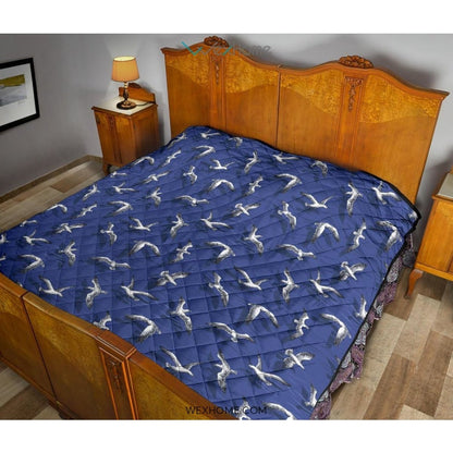 Seagull Pattern Print Design 03 Premium Quilt