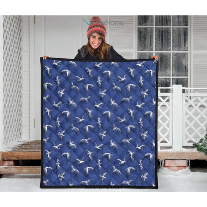 Seagull Pattern Print Design 03 Premium Quilt
