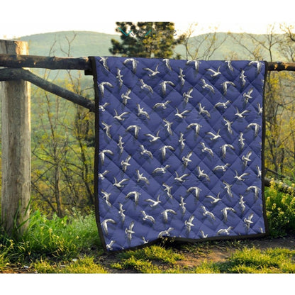 Seagull Pattern Print Design 03 Premium Quilt