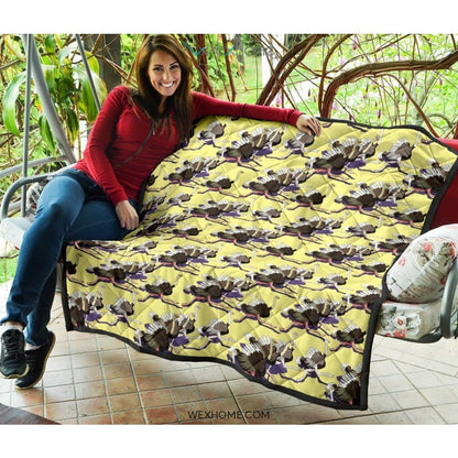 Ostrich Pattern Print Design 04 Premium Quilt