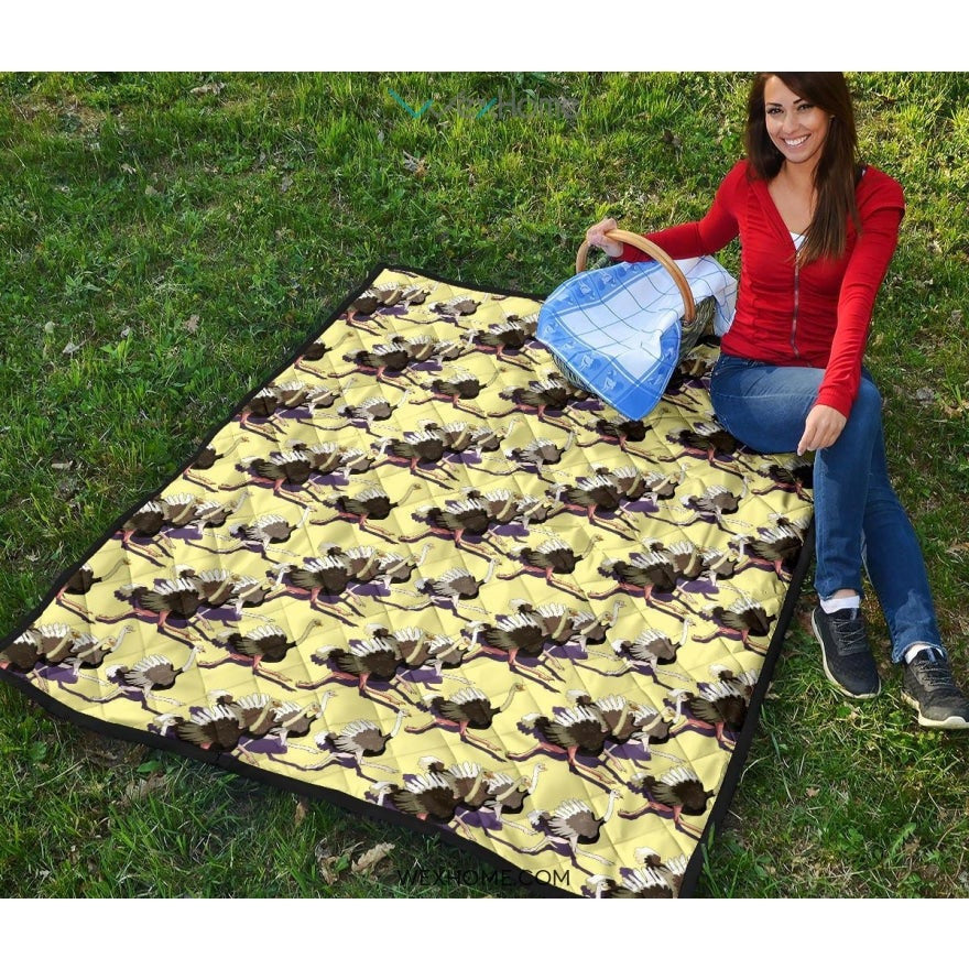 Ostrich Pattern Print Design 04 Premium Quilt