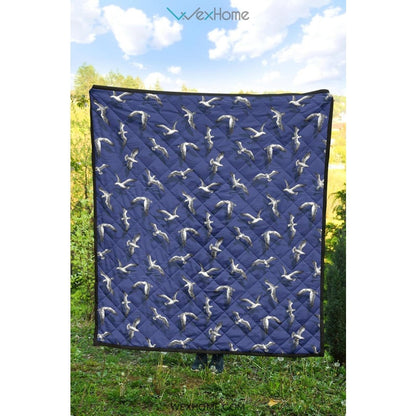 Seagull Pattern Print Design 03 Premium Quilt