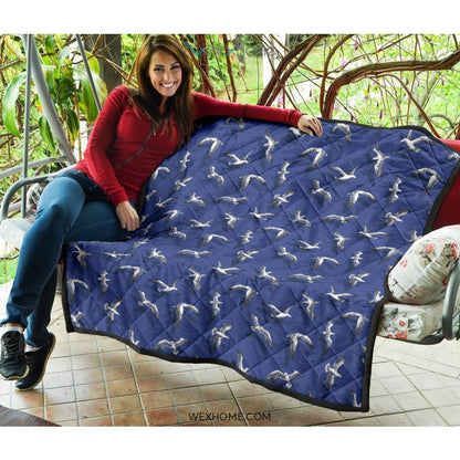 Seagull Pattern Print Design 03 Premium Quilt