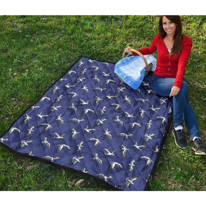 Seagull Pattern Print Design 03 Premium Quilt