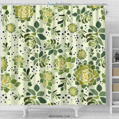 Succulent Water color Art Print Unique Design Shower Curtain