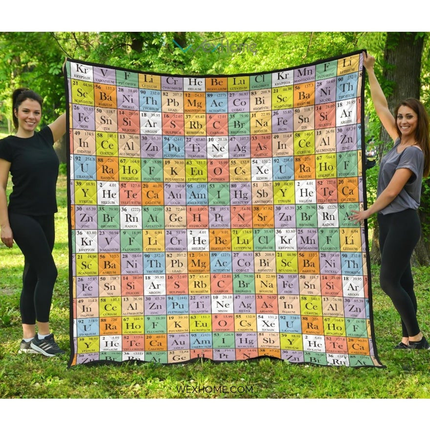 Chemistry Periodic Table Pattern Print Design 01 Premium Quilt