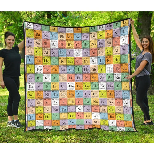 Chemistry Periodic Table Pattern Print Design 01 Premium Quilt