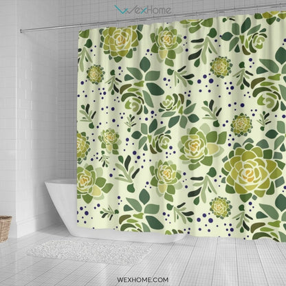 Succulent Water color Art Print Unique Design Shower Curtain