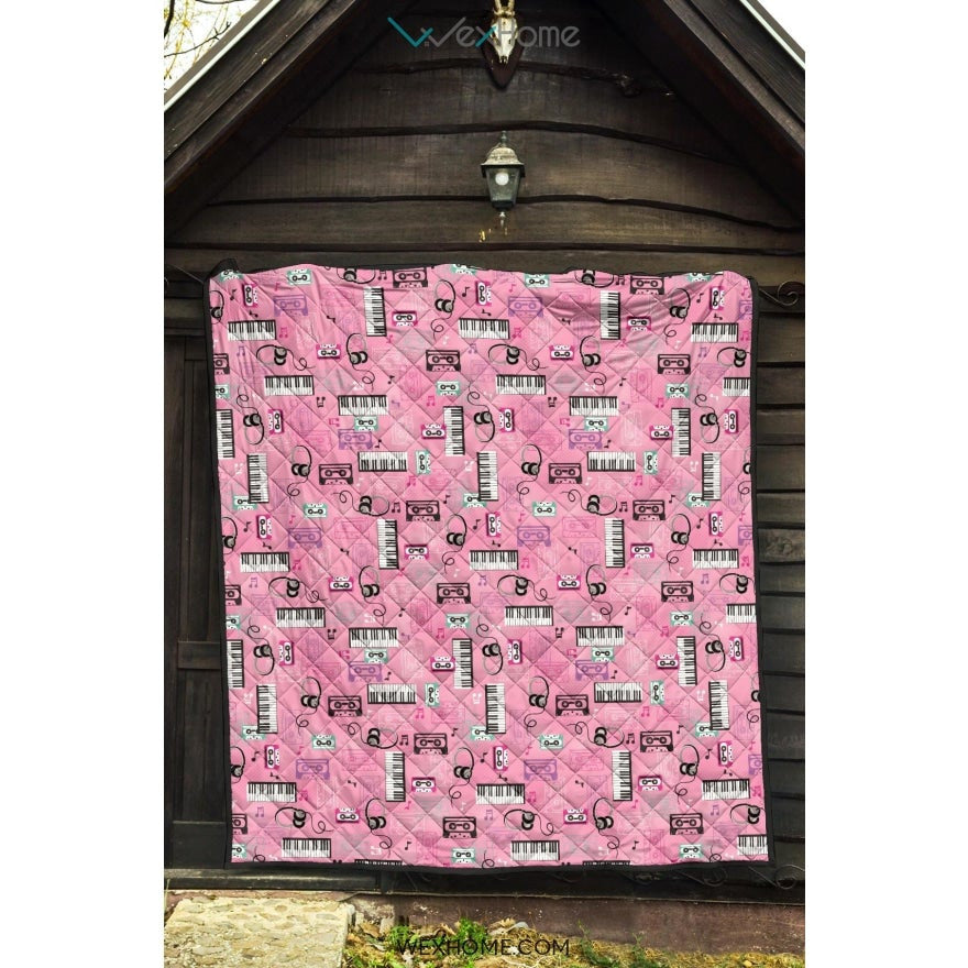 Piano Pattern Print Design 01 Premium Quilt