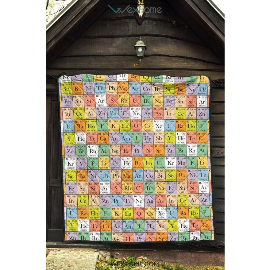 Chemistry Periodic Table Pattern Print Design 01 Premium Quilt