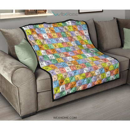 Chemistry Periodic Table Pattern Print Design 01 Premium Quilt