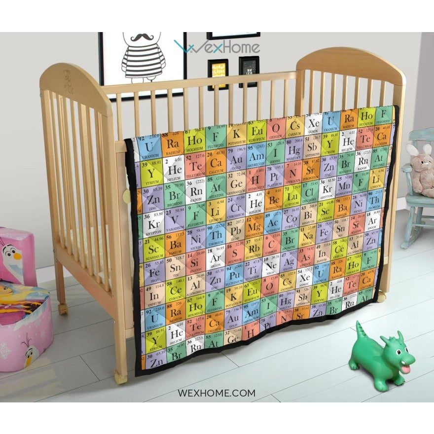 Chemistry Periodic Table Pattern Print Design 01 Premium Quilt