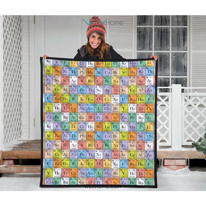 Chemistry Periodic Table Pattern Print Design 01 Premium Quilt