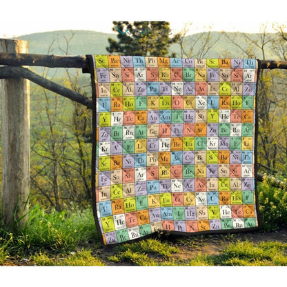 Chemistry Periodic Table Pattern Print Design 01 Premium Quilt