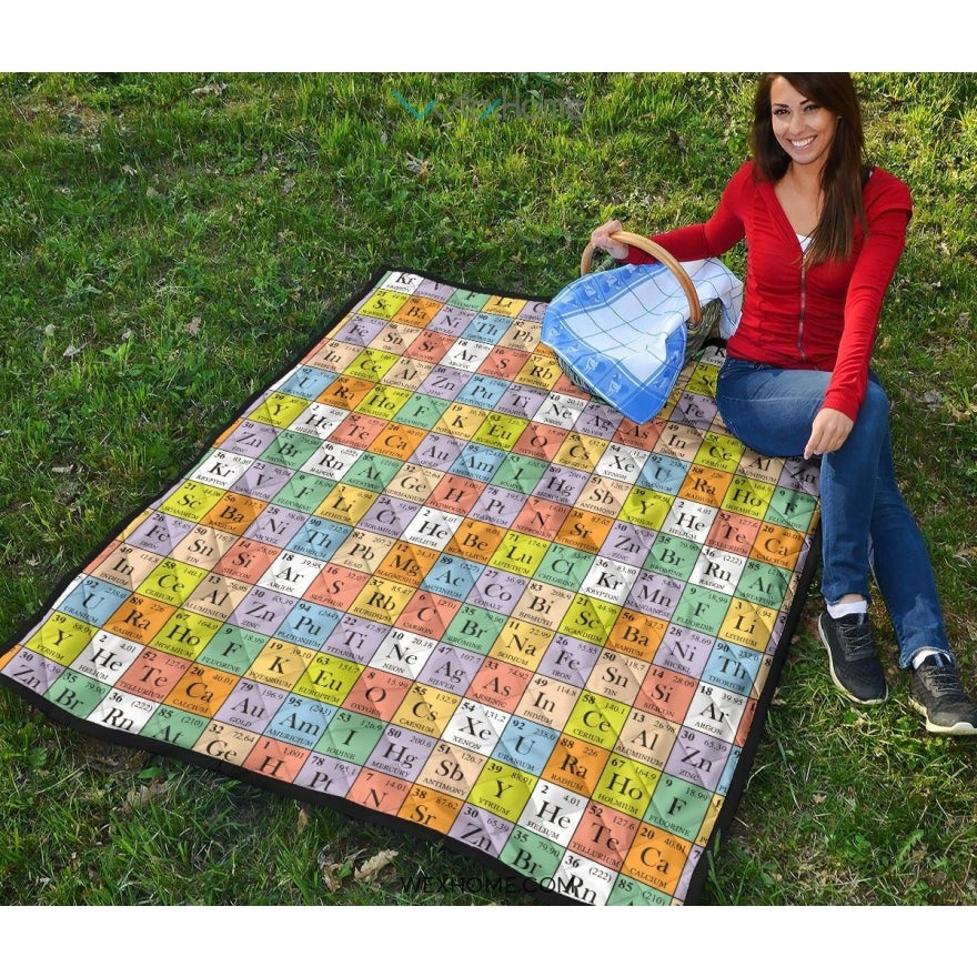 Chemistry Periodic Table Pattern Print Design 01 Premium Quilt