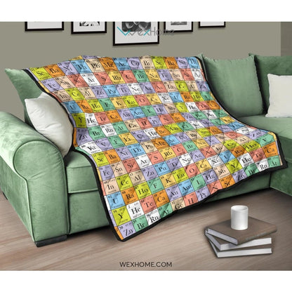 Chemistry Periodic Table Pattern Print Design 01 Premium Quilt