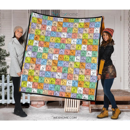 Chemistry Periodic Table Pattern Print Design 01 Premium Quilt