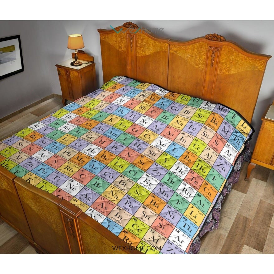Chemistry Periodic Table Pattern Print Design 01 Premium Quilt