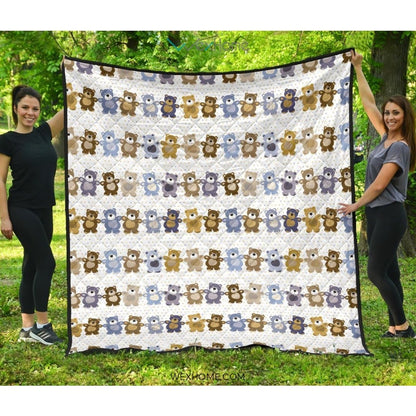 Teddy Bear Pattern Print Design 02 Premium Quilt