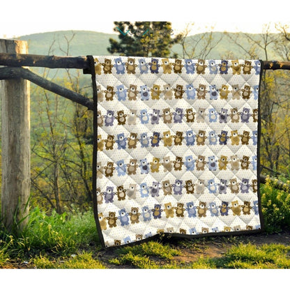 Teddy Bear Pattern Print Design 02 Premium Quilt