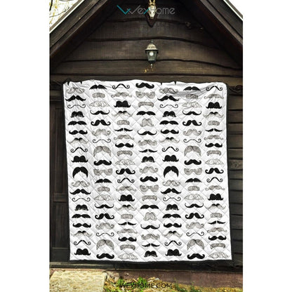 Mustache Beard Pattern Print Design 04 Premium Quilt