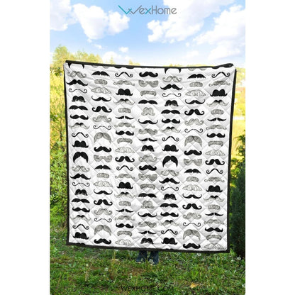 Mustache Beard Pattern Print Design 04 Premium Quilt