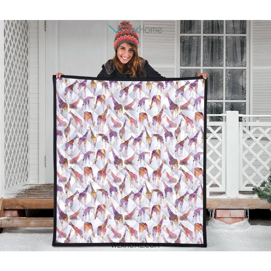 Giraffe Pattern Print Design 02 Premium Quilt