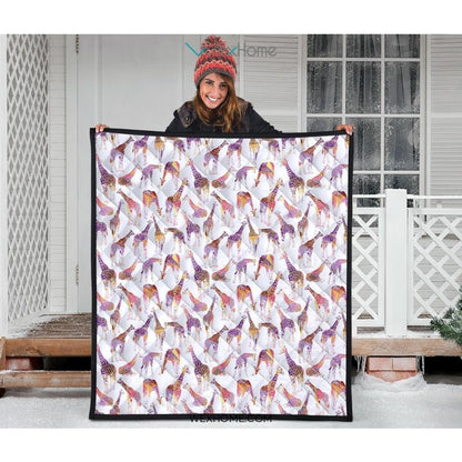 Giraffe Pattern Print Design 02 Premium Quilt