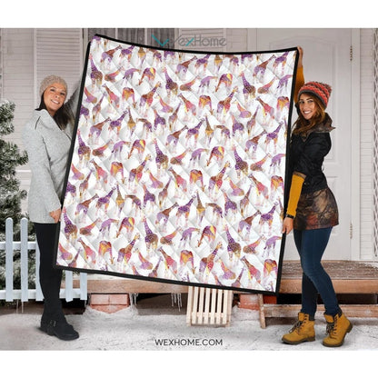 Giraffe Pattern Print Design 02 Premium Quilt