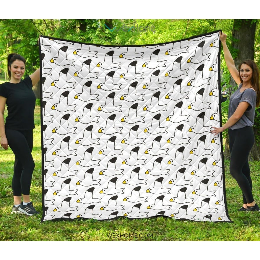 Seagull Pattern Print Design 05 Premium Quilt