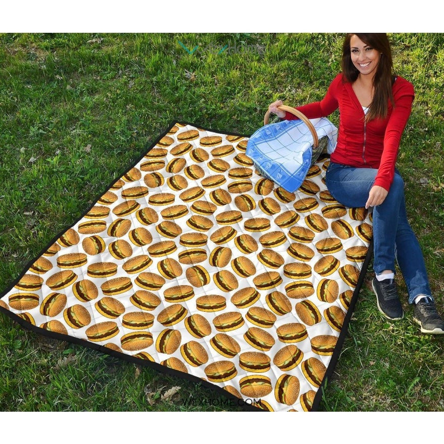 Hamburger Pattern Print Design 03 Premium Quilt