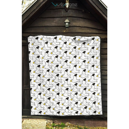 Seagull Pattern Print Design 05 Premium Quilt