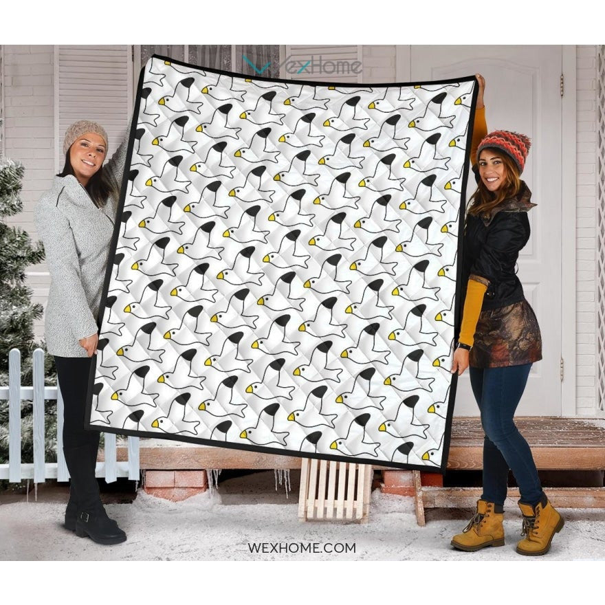 Seagull Pattern Print Design 05 Premium Quilt