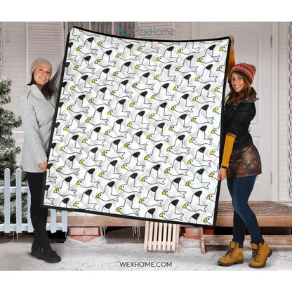 Seagull Pattern Print Design 05 Premium Quilt