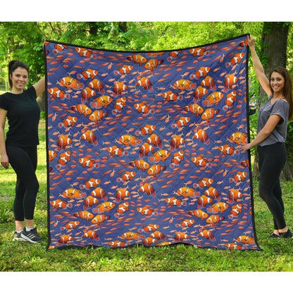 Clown Fish Pattern Print Design 04 Premium Quilt